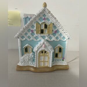 Cupcakes & Cashmere Easter/Spring Gingerbread House Light Up Blue NWT